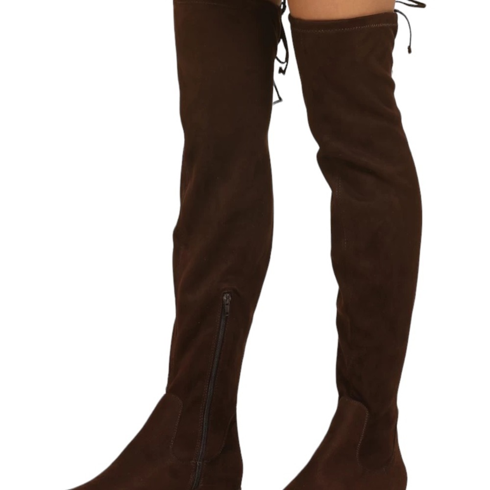 Forever 21 Over the Knee Brown Faux Suede Leather Boots. - Picture 13 of 13